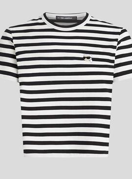 Camiseta Karl Stripe Boxy Raya negra/Blanca