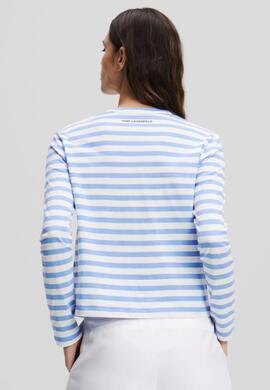 Top Karl Print Raya Azul/Blanca