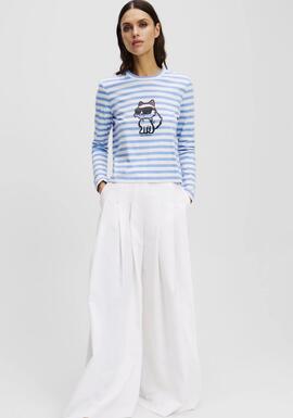 Top Karl Print Raya Azul/Blanca