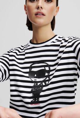 Top Karl Print Raya Blanco/Negro