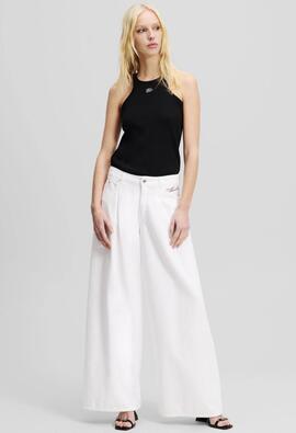 Pantalón Karl Wide Leg Denim Blanco