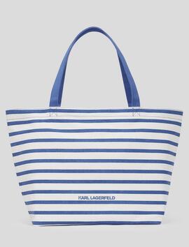 Bolso Karl Shoper Print Rayas Azul/Blanca