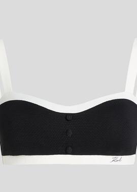 Top Karl Bikini Bandeau Monocromático Negro