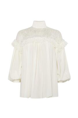 Blusa Highly Romantica Combinada con Flecos y Tull