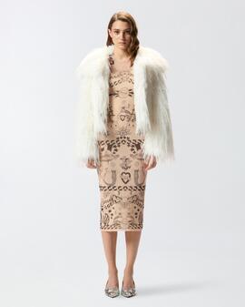 Vestido Pinko Estampado Tull Nude
