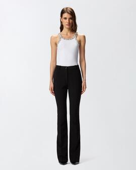 Top Pinko Canale Bordados Pedrería Blanca
