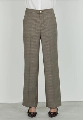 Pantalón Relish Cuadros Brillos Camel