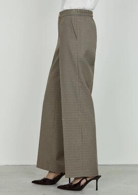 Pantalón Relish Cuadros Brillos Camel