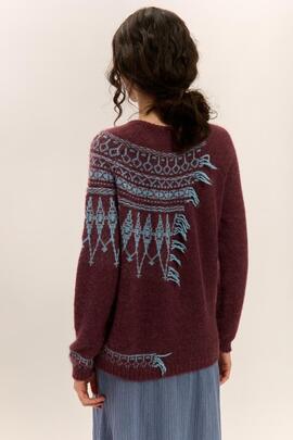 Jersey Montoto Jacquard Flecos Berenjena