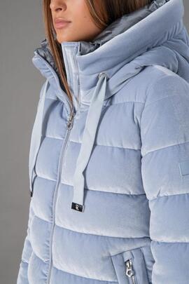 Plumífero Celeste Azul Terciopelo