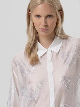 Camisa Fracomina Oversize Mariposas Blanca