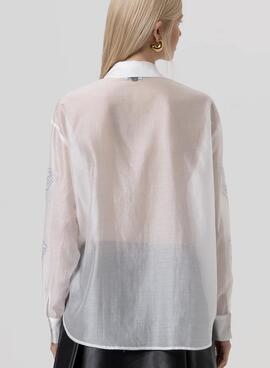 Camisa Fracomina Oversize Mariposas Blanca