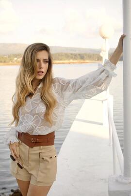 Blusa Highly Romantica Gasa Blanca