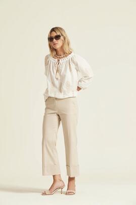 Blusa Oky Nita Voile Bordado Blanco