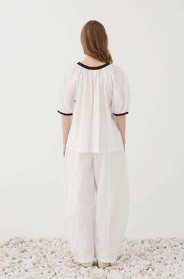 Blusa Eleh Manga Abullonada Blanca