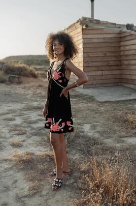 Vestido Piti Cuiti Aloha Corto Negro