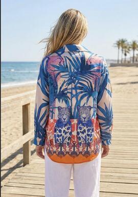 Blusa Miss Goodlife Leo Leaves Azul