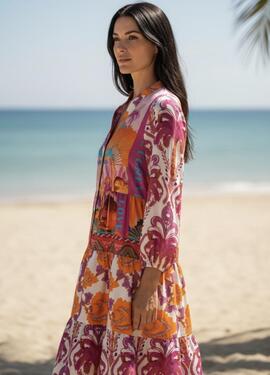 Vestido Miss Goodlife Midi Violet Multicolor