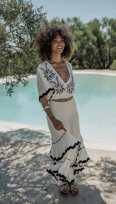 Conjunto Piti Cuiti Falda Top  Blanco/Negro