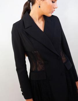 Vestido Encaje Picos Negro Lasaison para Mujer