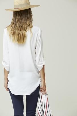 Camisa Anudada Oky Crepé Marrocaine Blanco para Mujer
