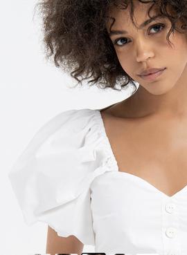 Cropped Fracomina Blouse Botones Blanco para Mujer