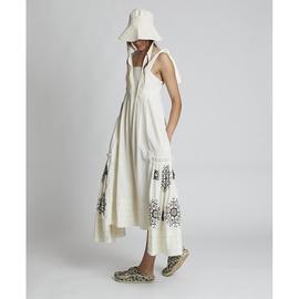 Vestido Zaitegui Esther Paneles Bordados Beige para Mujer
