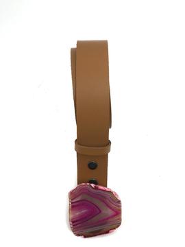 Cinturón Piel Camen Hebilla Piedra Rosa para Mujer