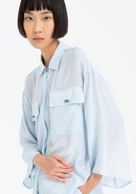 Maxi Camisa Fracomina Emy Azul Claro para Mujer