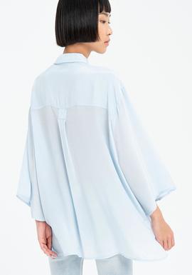Maxi Camisa Fracomina Emy Azul Claro para Mujer