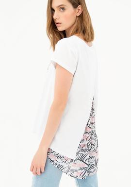Camiseta Fracomina Lentejuelas Blanca para Mujer