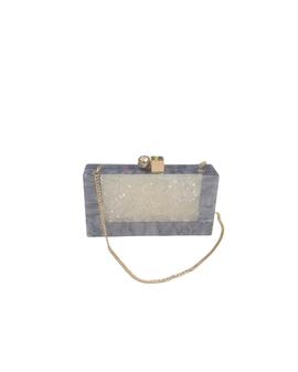 Clutch Rígido Gris y Blanco para Mujer