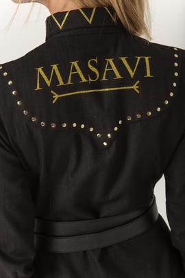 Vestido Masavi Vaquero Volantes Negro para Mujer