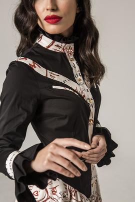 Vestido Masavi Canesú Cinturón Corazón Negro para Mujer