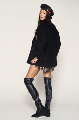 Abrigo Guts-Love Black-Burgundy Love Jacket Negro para Mujer