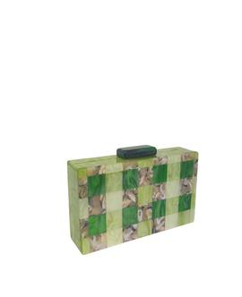 Clutch Verde Mosaico Verde y Beige para Mujer