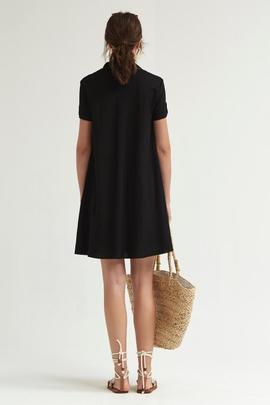 Vestido Evasé Oky Punto Granito Negro para Mujer