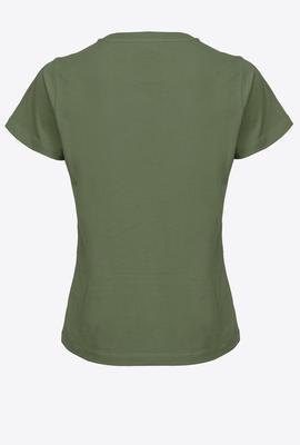 Camiseta Pinko Con Minibordado Love Birds Verde para Mujer