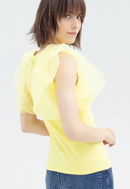Camiseta Fracomina Con Organza Amarilla para Mujer