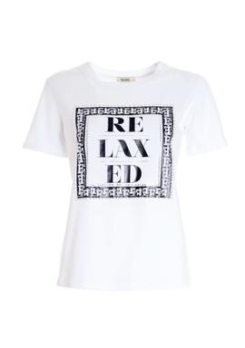 Camiseta Fracomina Graphic Relaxed Blanca para Mujer