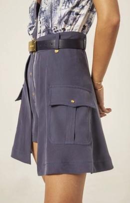 Cinturón Masavi Piel Hebilla Azul Marino para Mujer