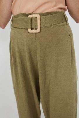 Pantalón Montoto Lino Pinzas Verde para Mujer