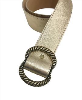 Cinturón Piel Dorado Metalizado para Mujer