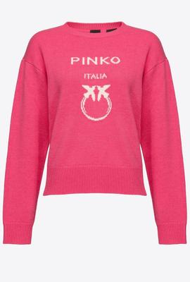 Jersey Pinko Burgos Logo Intarsio Fucsia para Mujer