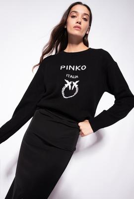 Jersey Pinko Burgos Logo Intarsio Negro para Mujer