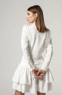 Vestido Masavi Patch Beige Puntilla Tull Blanco para Mujer
