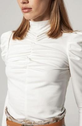 Camiseta Masavi Cuello Alto Salsa Blanco para Mujer