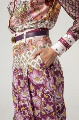 Pantalón Canesú Masavi Estampado Flores Geo Rosa para Mujer