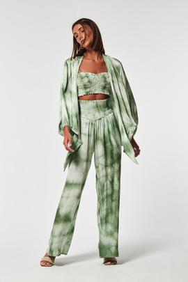 Pantalón Gobio Oky Gomas Cintura-Tiedye Verde para Mujer