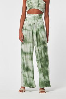 Pantalón Gobio Oky Gomas Cintura-Tiedye Verde para Mujer